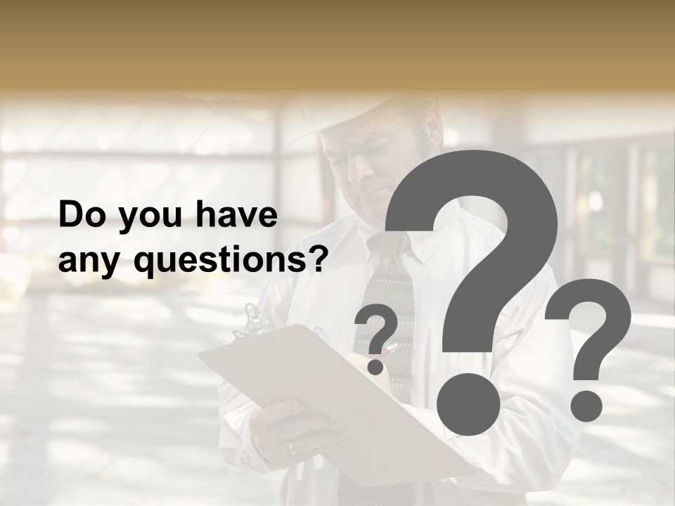 A Man In A Hard Hat Writing On A Clipboard PowerPoint Template