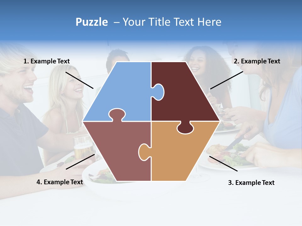 A Group Of People Sitting Around A Table Eating Food PowerPoint Template