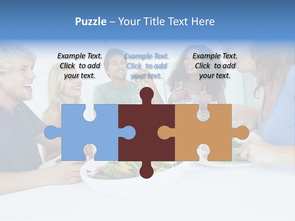 A Group Of People Sitting Around A Table Eating Food PowerPoint Template