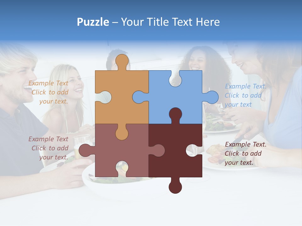 A Group Of People Sitting Around A Table Eating Food PowerPoint Template