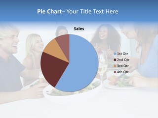 A Group Of People Sitting Around A Table Eating Food PowerPoint Template