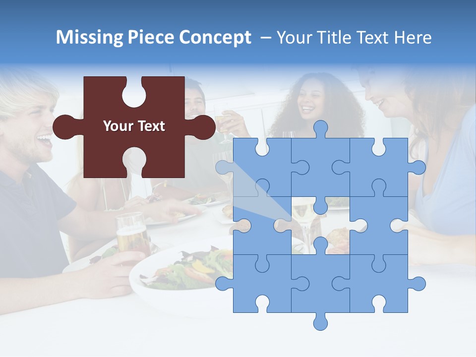 A Group Of People Sitting Around A Table Eating Food PowerPoint Template