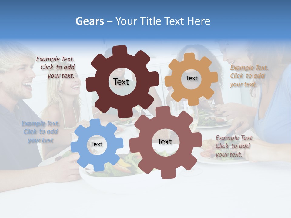 A Group Of People Sitting Around A Table Eating Food PowerPoint Template