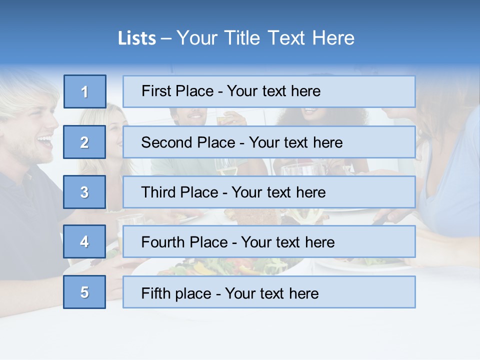 A Group Of People Sitting Around A Table Eating Food PowerPoint Template