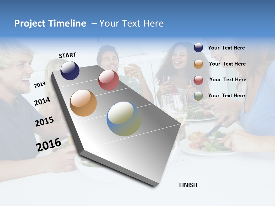 A Group Of People Sitting Around A Table Eating Food PowerPoint Template