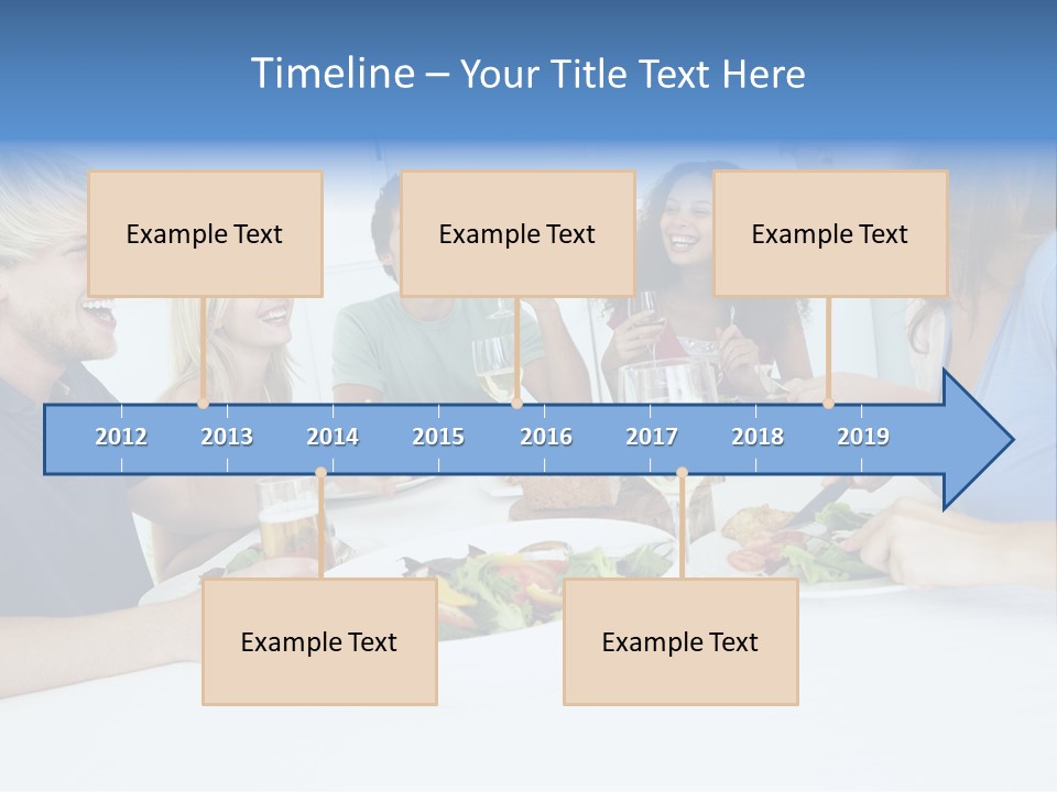 A Group Of People Sitting Around A Table Eating Food PowerPoint Template