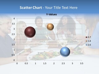 A Group Of People Sitting Around A Table Eating Food PowerPoint Template