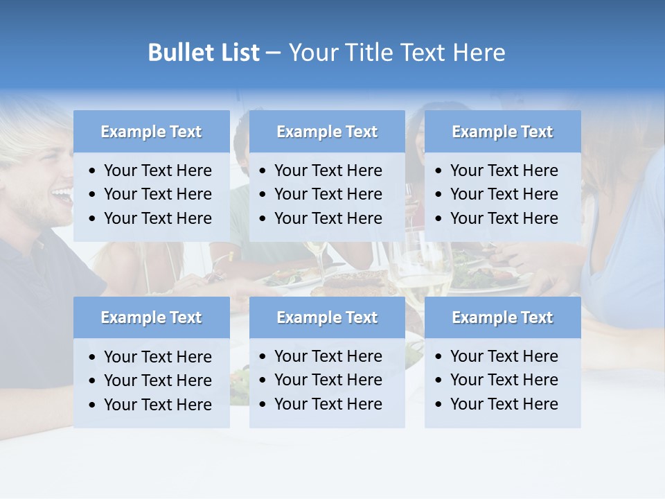 A Group Of People Sitting Around A Table Eating Food PowerPoint Template