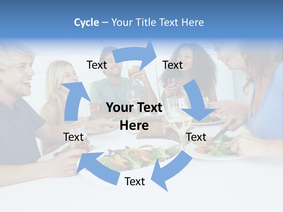 A Group Of People Sitting Around A Table Eating Food PowerPoint Template