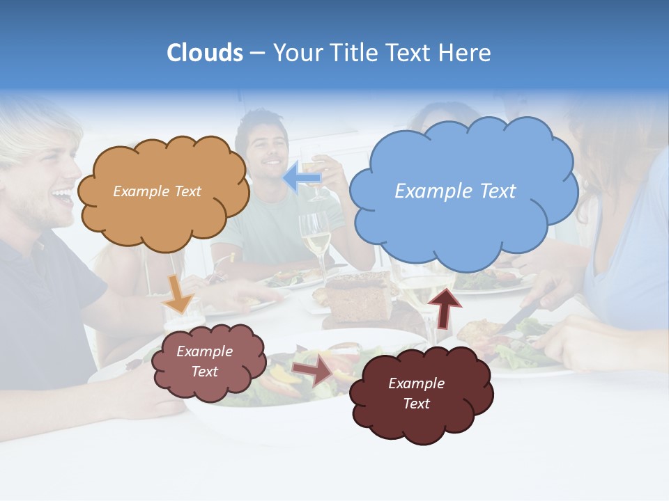 A Group Of People Sitting Around A Table Eating Food PowerPoint Template