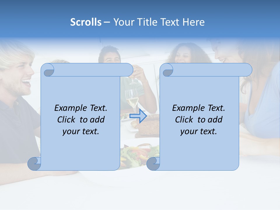A Group Of People Sitting Around A Table Eating Food PowerPoint Template