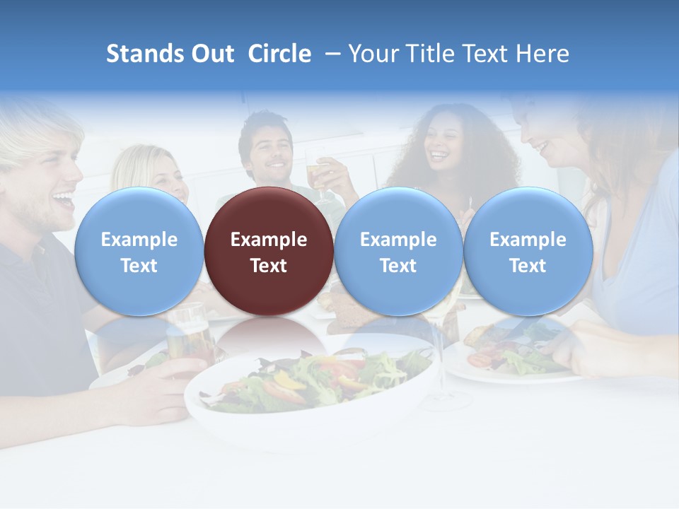 A Group Of People Sitting Around A Table Eating Food PowerPoint Template