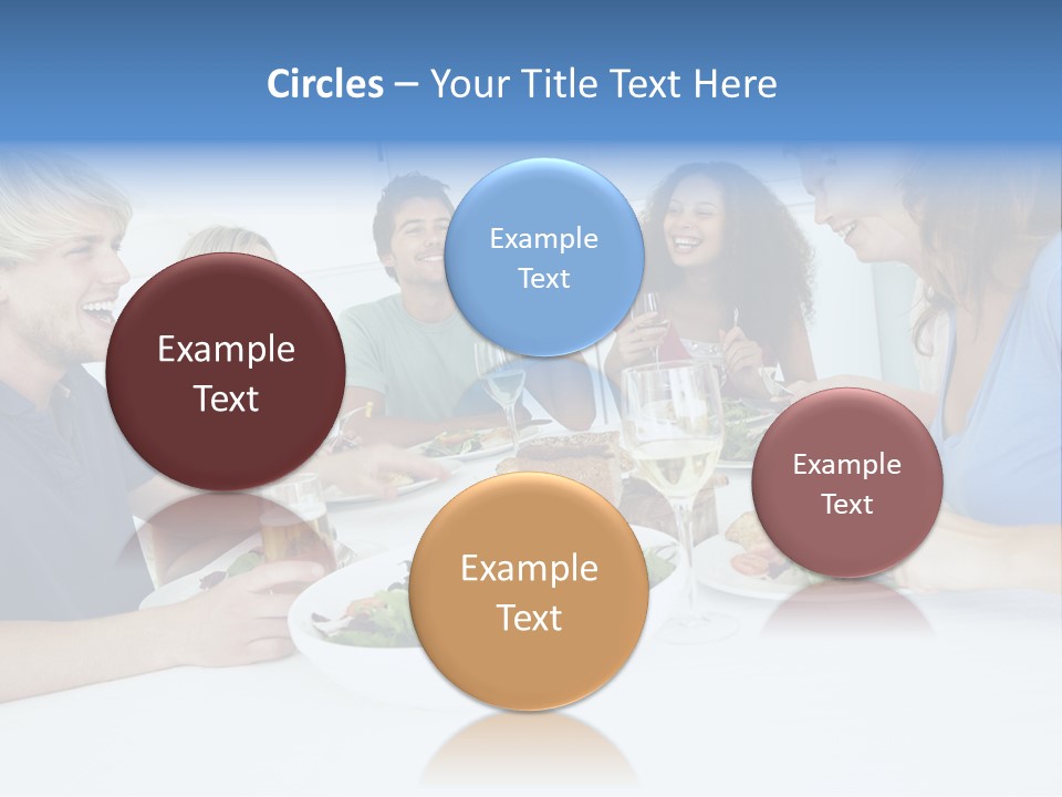 A Group Of People Sitting Around A Table Eating Food PowerPoint Template