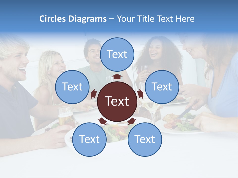 A Group Of People Sitting Around A Table Eating Food PowerPoint Template