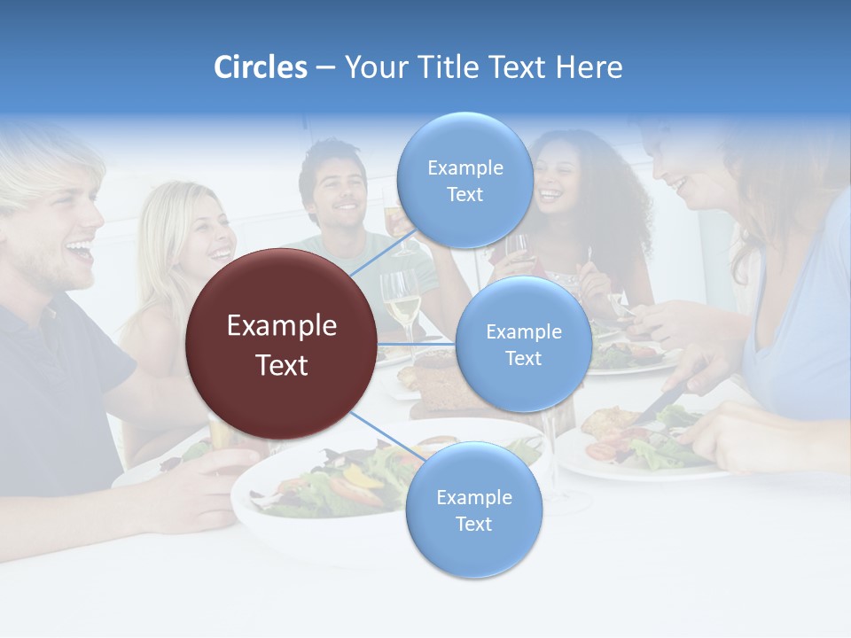 A Group Of People Sitting Around A Table Eating Food PowerPoint Template