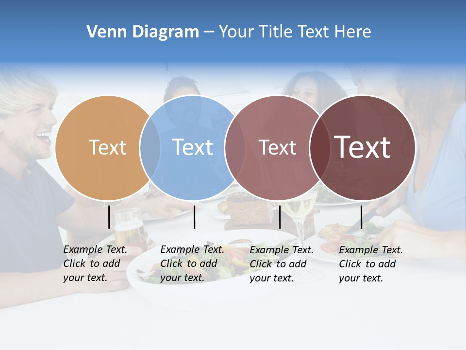 A Group Of People Sitting Around A Table Eating Food PowerPoint Template
