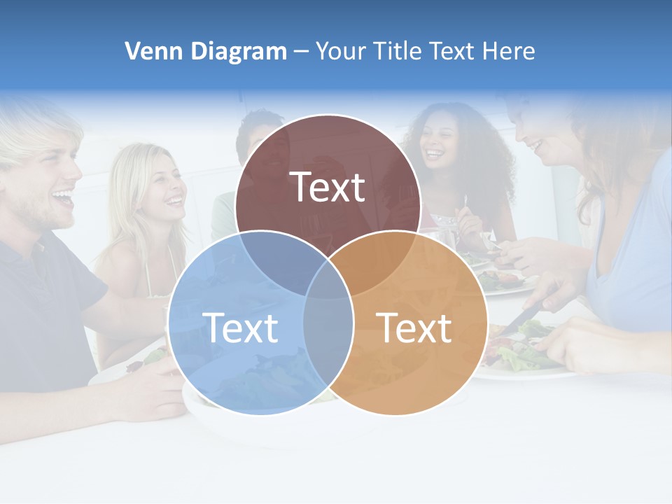 A Group Of People Sitting Around A Table Eating Food PowerPoint Template