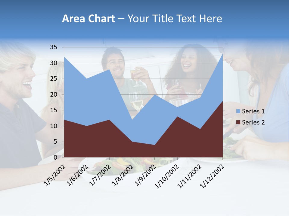 A Group Of People Sitting Around A Table Eating Food PowerPoint Template