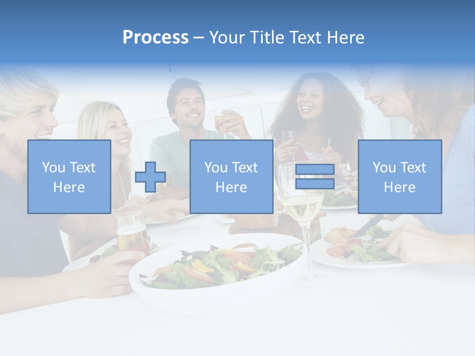 A Group Of People Sitting Around A Table Eating Food PowerPoint Template