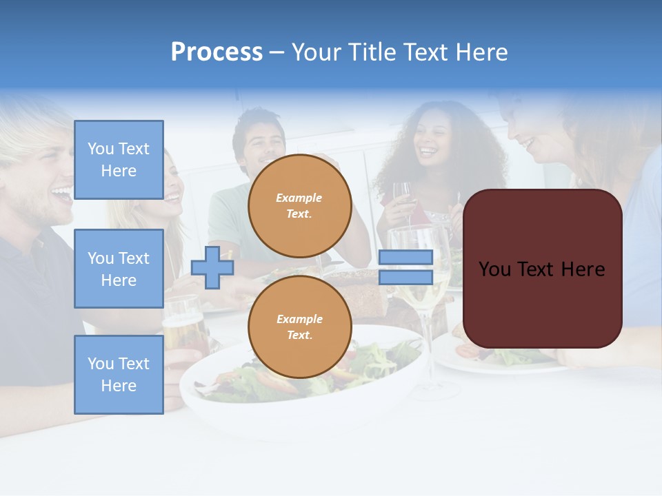 A Group Of People Sitting Around A Table Eating Food PowerPoint Template