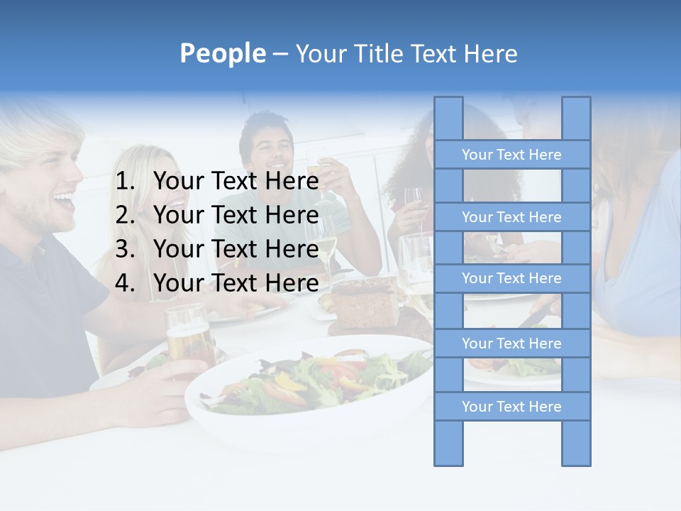 A Group Of People Sitting Around A Table Eating Food PowerPoint Template