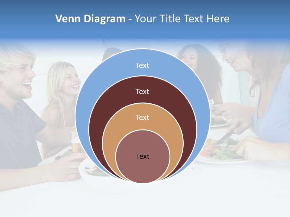 A Group Of People Sitting Around A Table Eating Food PowerPoint Template