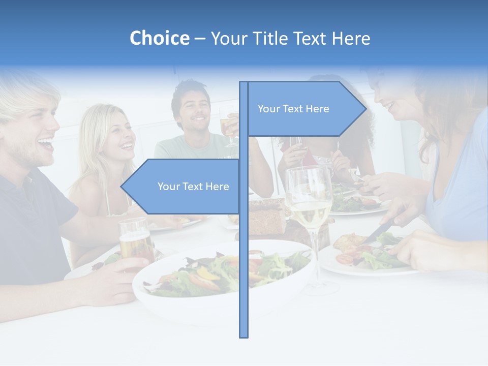 A Group Of People Sitting Around A Table Eating Food PowerPoint Template