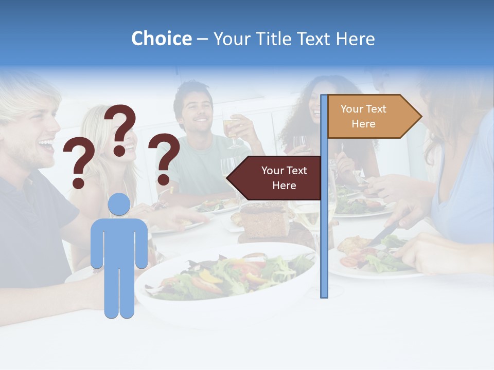 A Group Of People Sitting Around A Table Eating Food PowerPoint Template