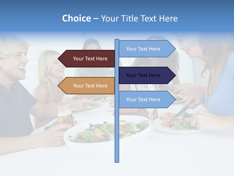 A Group Of People Sitting Around A Table Eating Food PowerPoint Template