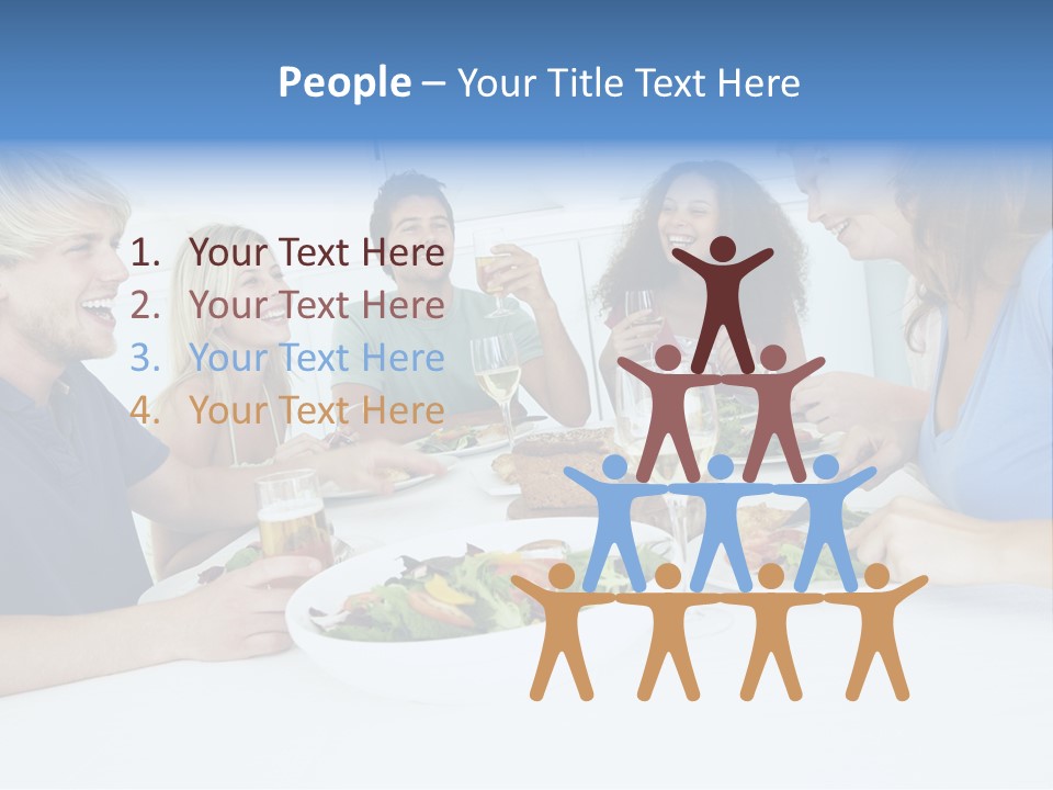 A Group Of People Sitting Around A Table Eating Food PowerPoint Template