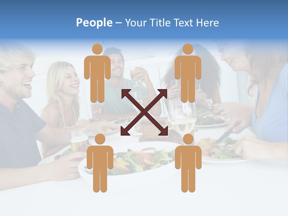 A Group Of People Sitting Around A Table Eating Food PowerPoint Template