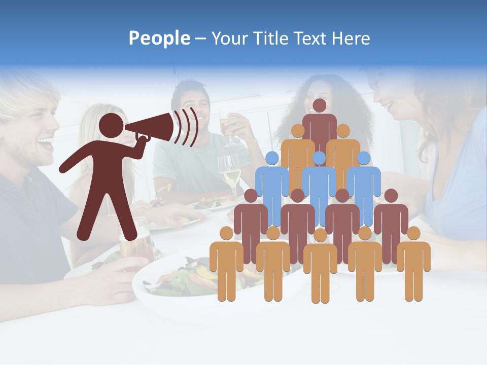 A Group Of People Sitting Around A Table Eating Food PowerPoint Template