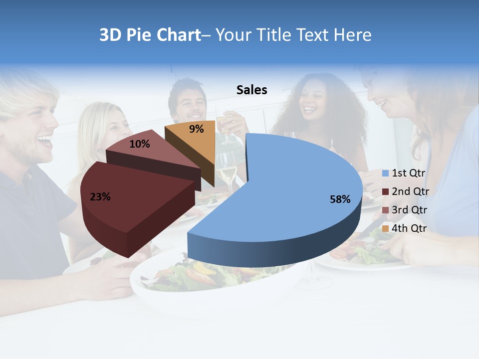 A Group Of People Sitting Around A Table Eating Food PowerPoint Template