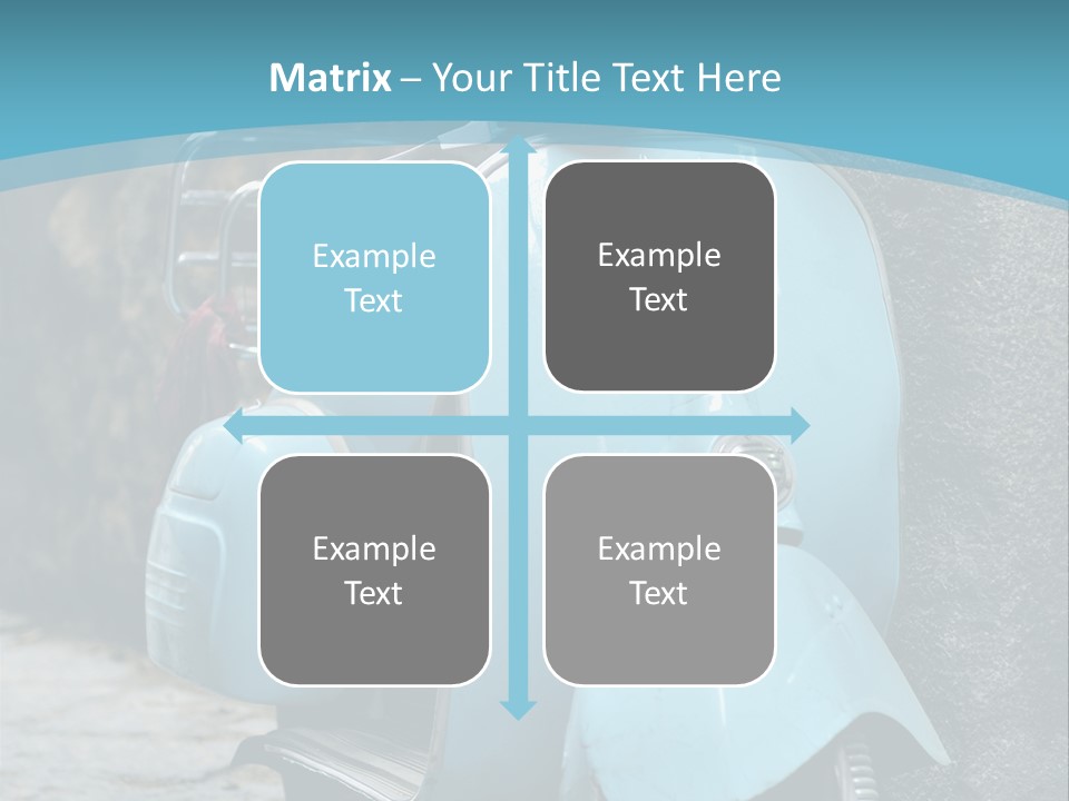 A Blue Motor Scooter Parked In Front Of A Stone Wall PowerPoint Template