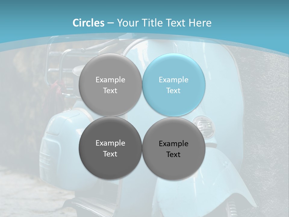 A Blue Motor Scooter Parked In Front Of A Stone Wall PowerPoint Template