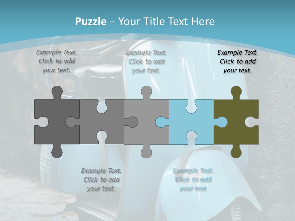 A Blue Motor Scooter Parked In Front Of A Stone Wall PowerPoint Template