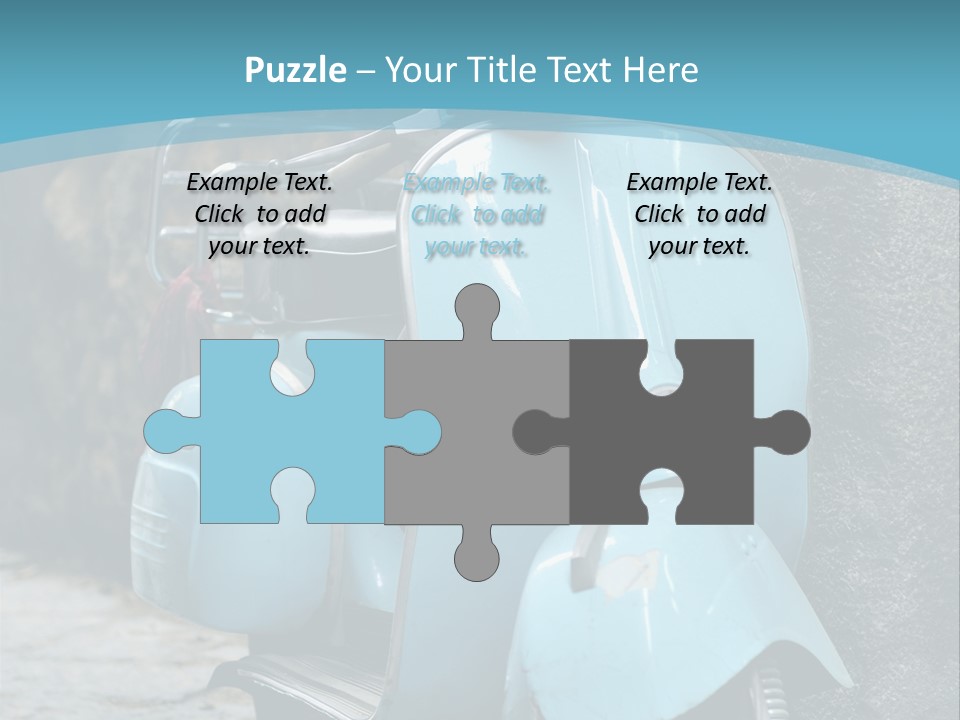 A Blue Motor Scooter Parked In Front Of A Stone Wall PowerPoint Template