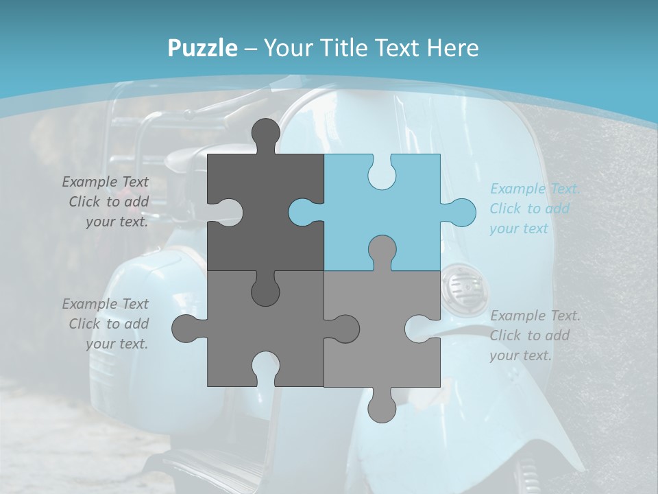 A Blue Motor Scooter Parked In Front Of A Stone Wall PowerPoint Template