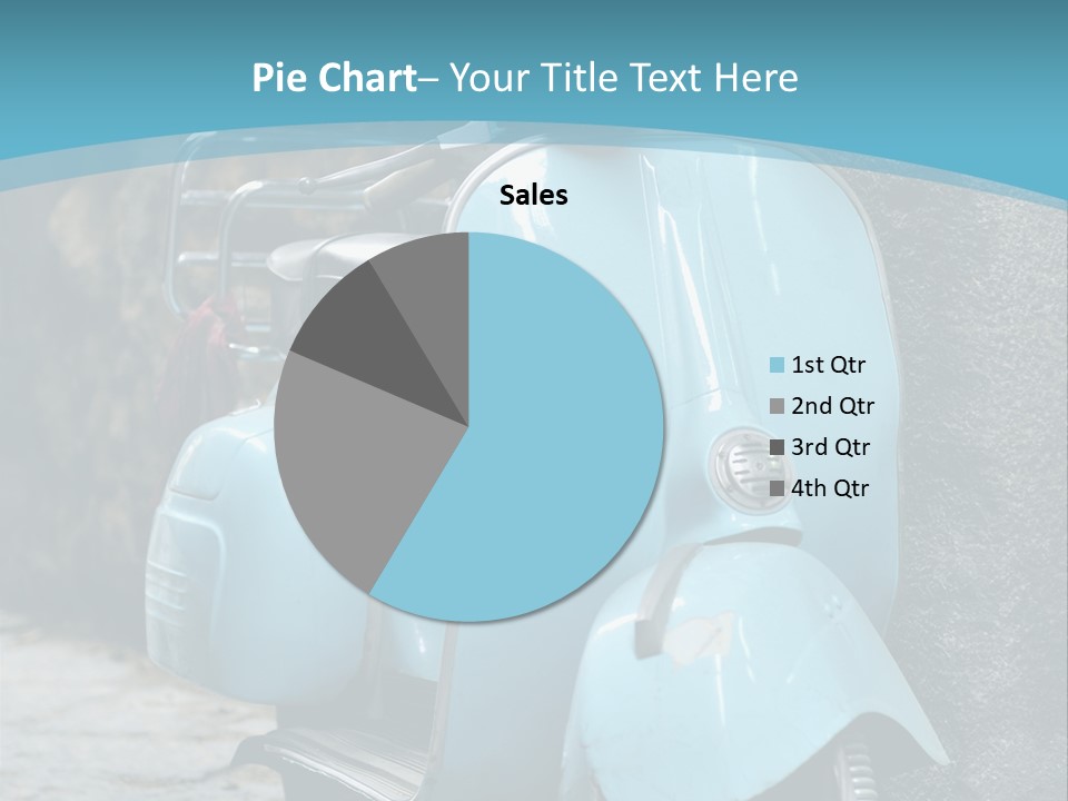 A Blue Motor Scooter Parked In Front Of A Stone Wall PowerPoint Template