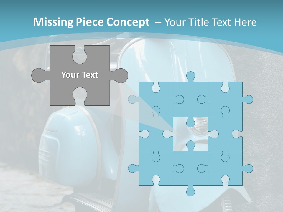 A Blue Motor Scooter Parked In Front Of A Stone Wall PowerPoint Template