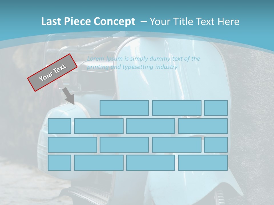 A Blue Motor Scooter Parked In Front Of A Stone Wall PowerPoint Template