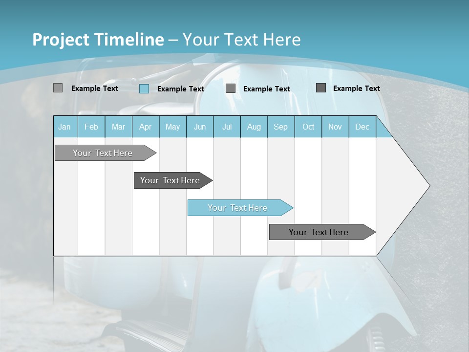 A Blue Motor Scooter Parked In Front Of A Stone Wall PowerPoint Template