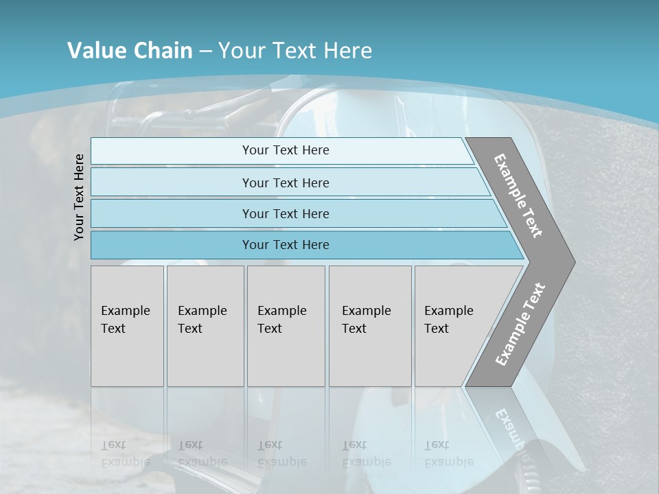 A Blue Motor Scooter Parked In Front Of A Stone Wall PowerPoint Template