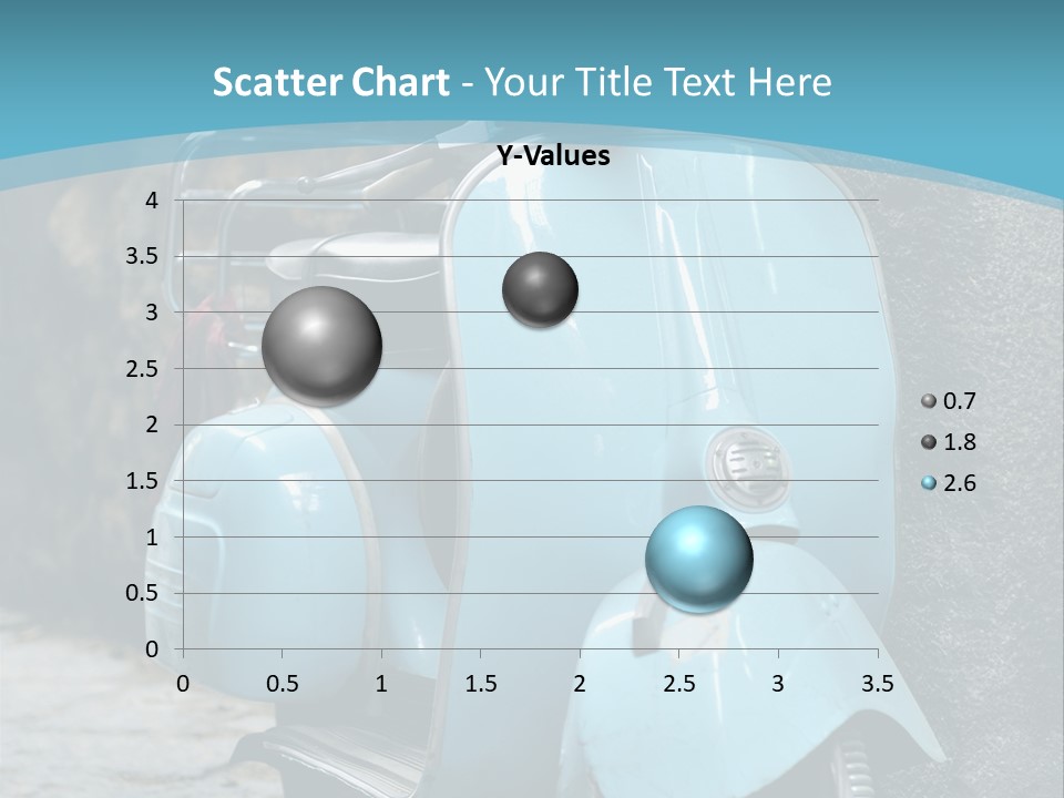 A Blue Motor Scooter Parked In Front Of A Stone Wall PowerPoint Template