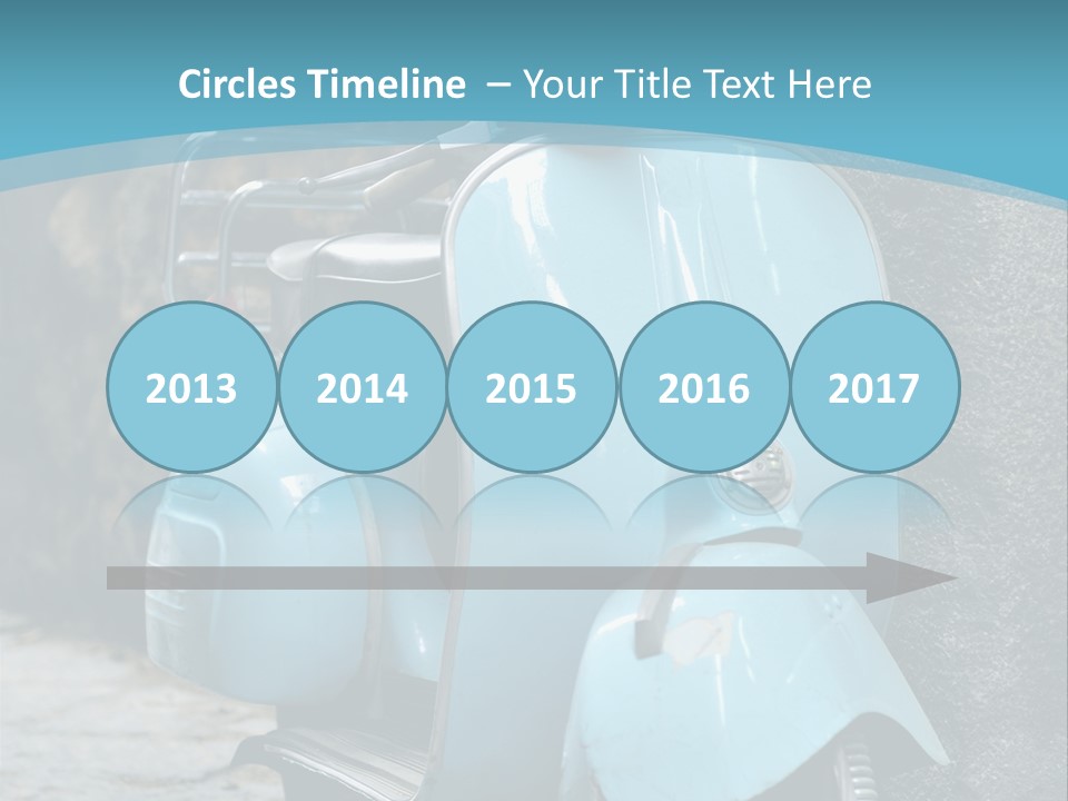 A Blue Motor Scooter Parked In Front Of A Stone Wall PowerPoint Template