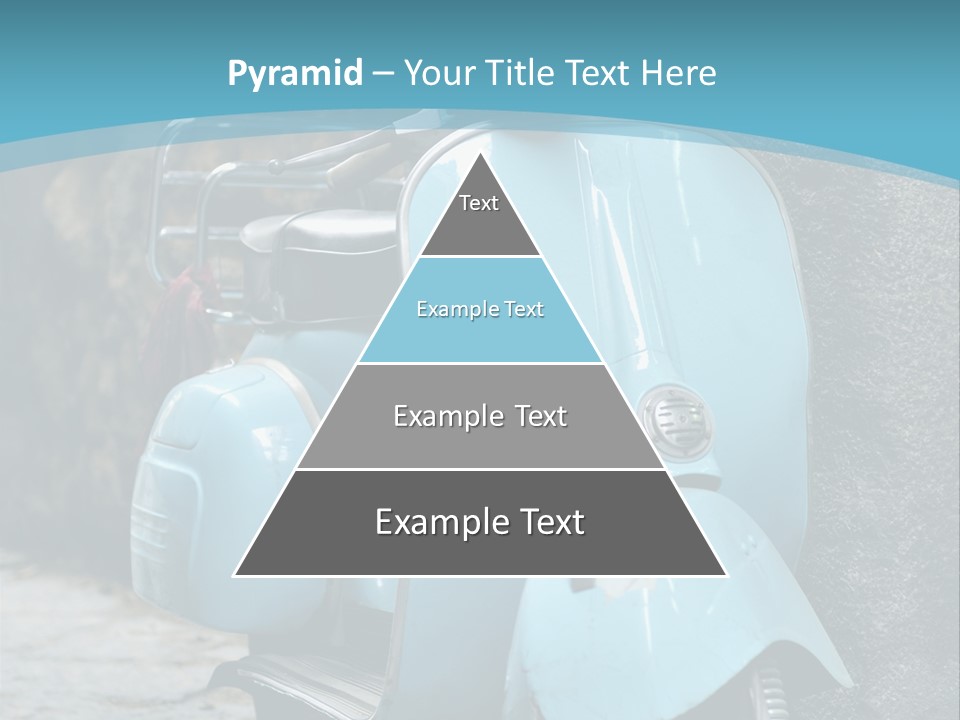 A Blue Motor Scooter Parked In Front Of A Stone Wall PowerPoint Template