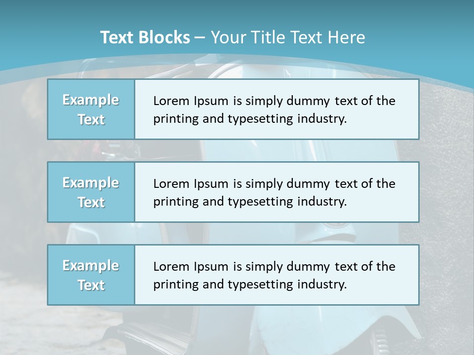 A Blue Motor Scooter Parked In Front Of A Stone Wall PowerPoint Template