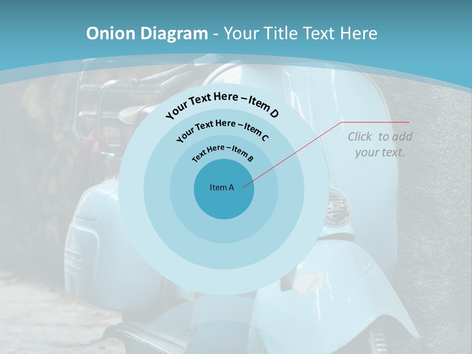 A Blue Motor Scooter Parked In Front Of A Stone Wall PowerPoint Template