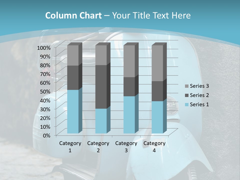 A Blue Motor Scooter Parked In Front Of A Stone Wall PowerPoint Template