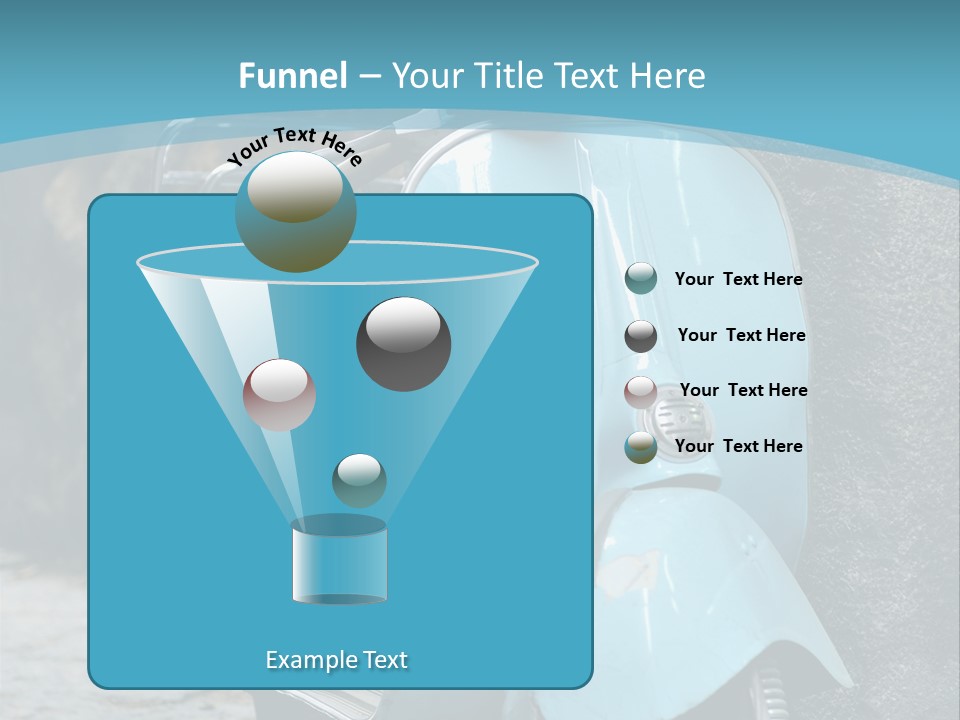 A Blue Motor Scooter Parked In Front Of A Stone Wall PowerPoint Template